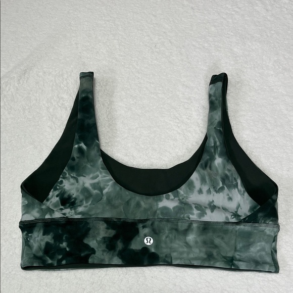 Lululemon Green Tie-Dye Scoop Neck Stretch Sports Bra sz 12 NWOT Comfy Fit - Picture 3 of 10